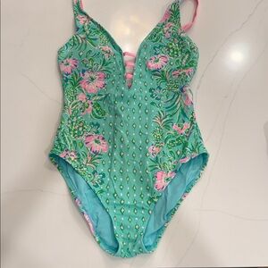 Lilly Pulitzer Green and Pink One Piece Swimsuit